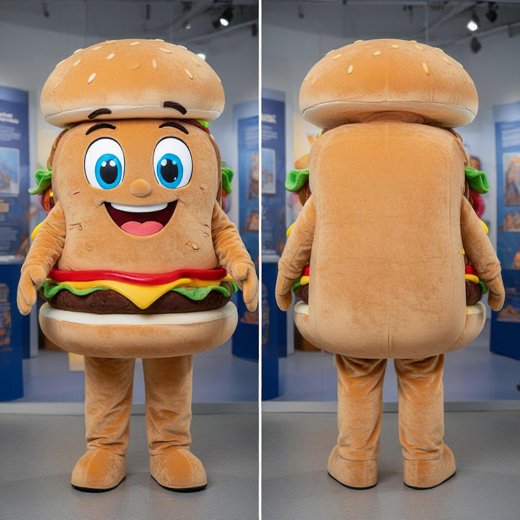 MASTICOT Tan Rounded Hamburger Mascot