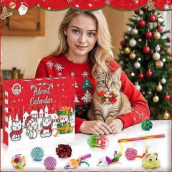 Weihnachts-Adventskalender mit Überraschungsboxen für Haustiere, interaktives Kauspielzeug-Set mit verschiedenen Spielzeugen, weihnachtliches Überraschungsgeschenkset für Hunde und Katzen – ideal zum täglichen Spielen