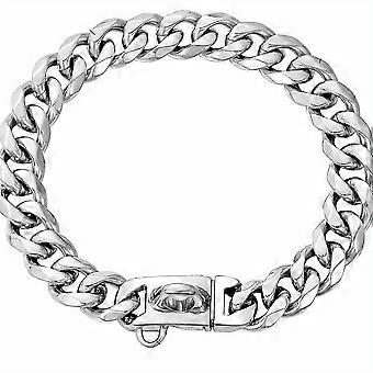Cuban Link Dog Collar, 15mm Heavy Duty Metal Chain with Secure Buckle, Chew Proof for Small Dogs
