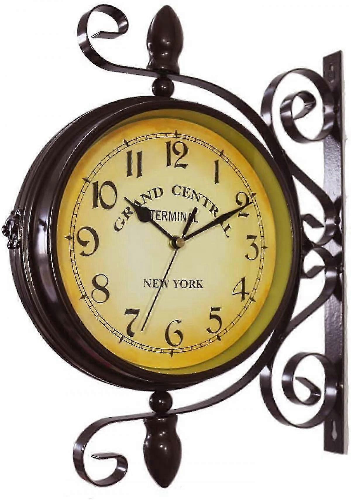 Wrought Iron Double-Face Rotating Clock