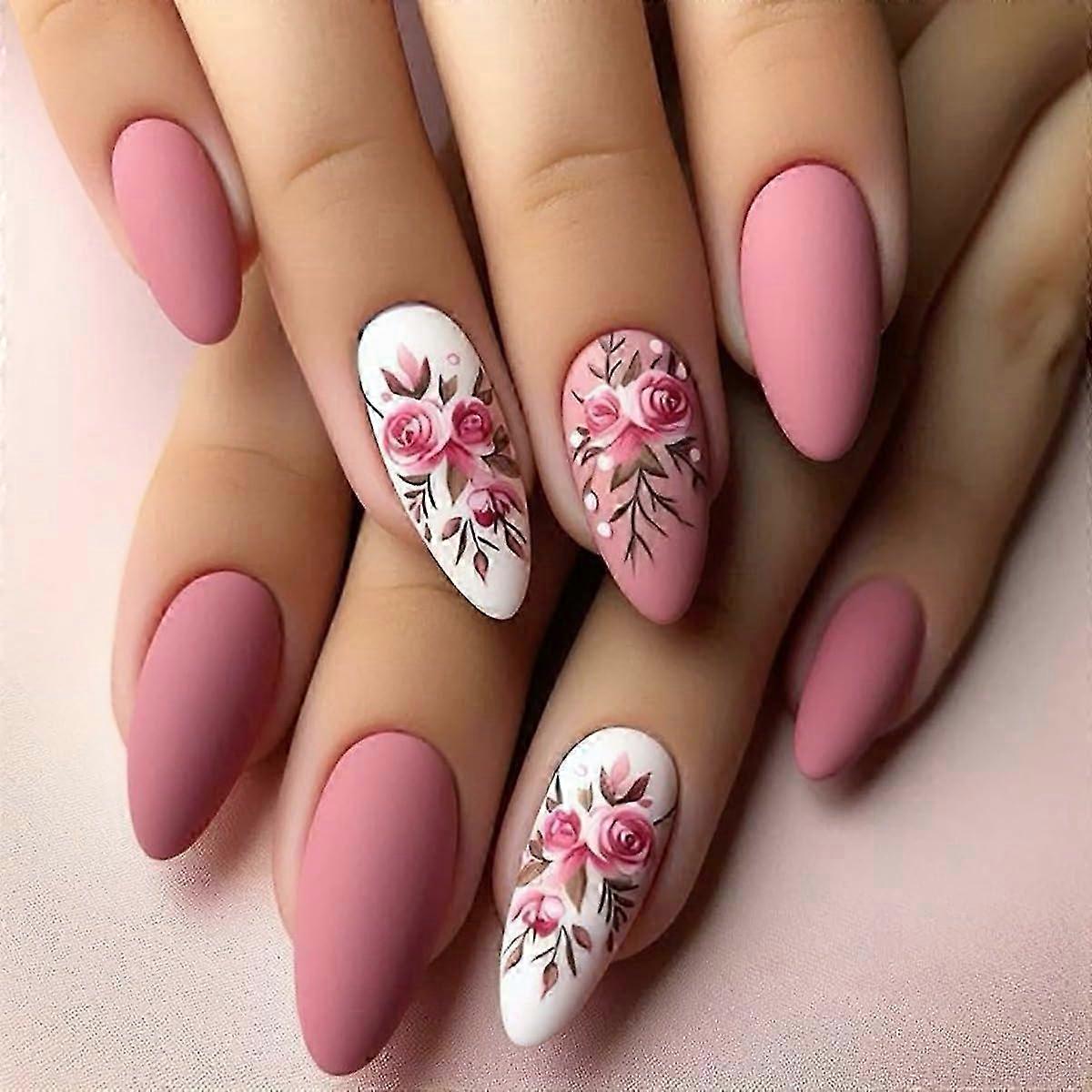 Medium Length Square Acrylic Nails
