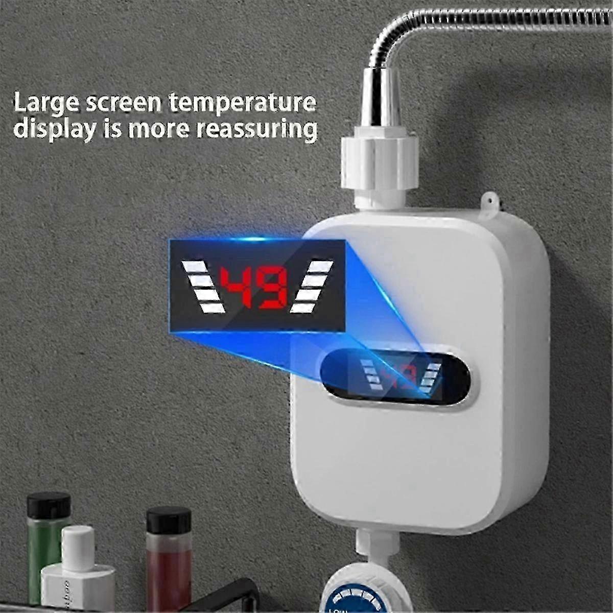 Instant Heating Electric Shower Head Thermostatic Temperature Control EU Plug