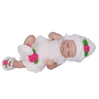 Newborn Baby Doll 10 Inch Silicone Cute Lifelike Infant Doll with Knitted Clothes Birthday GiftEyes Closed Girl Doll