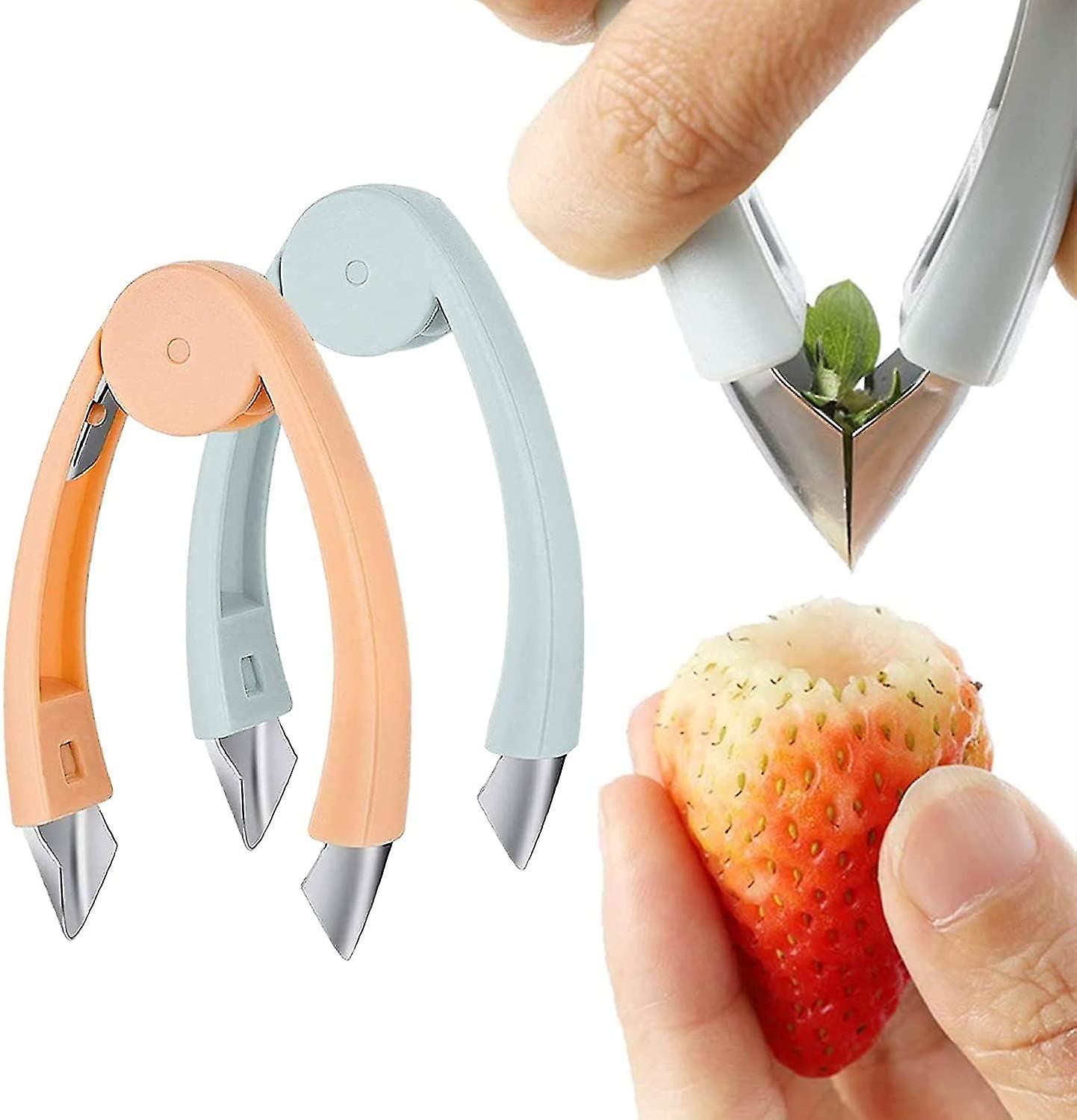 2 stuks V-vormige aardbei Shelle Tomaat Aardappel Ananas Fruit Groente Corer Dig Hole