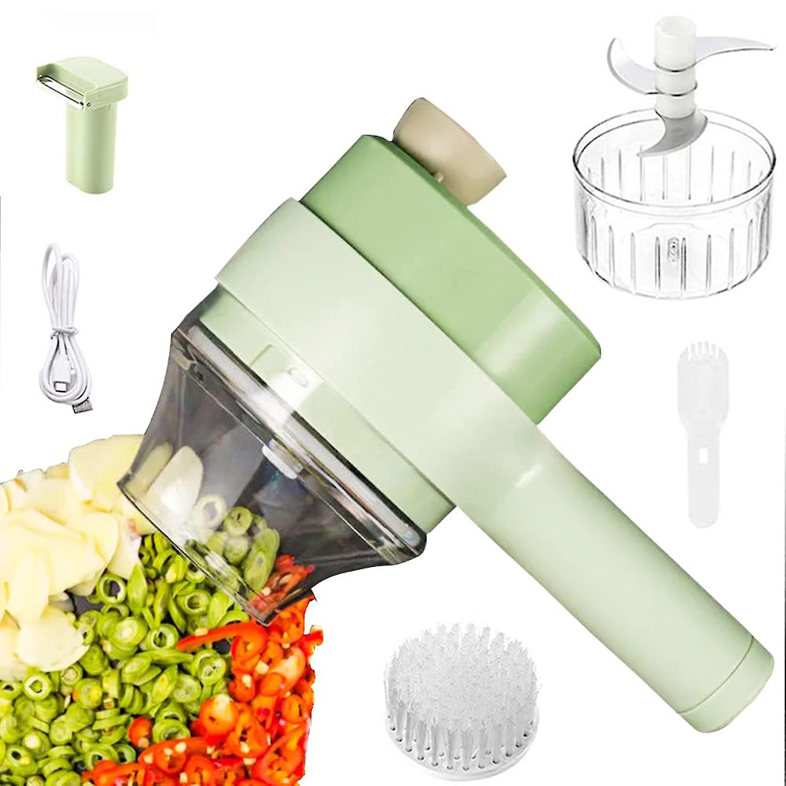 4 In 1 Portable Handheld Electric Vegetable Cutter Set Multi-function Small Food Slicer For Onion Cucumber Garlic