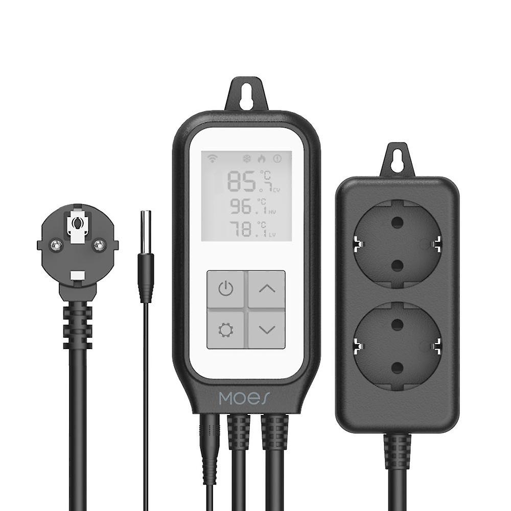 Wifi Digital Thermostat With Sensor, App Remote Control, Alexa/google Assist, 2-output Temperature Controller With Heating And Cooling, For Reptile Aq