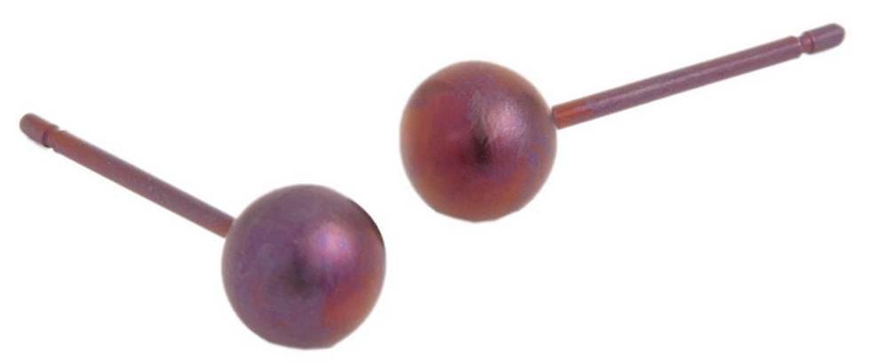 Ti2 Titanium 5mm Round Bead Stud Earrings - Coffee Brown