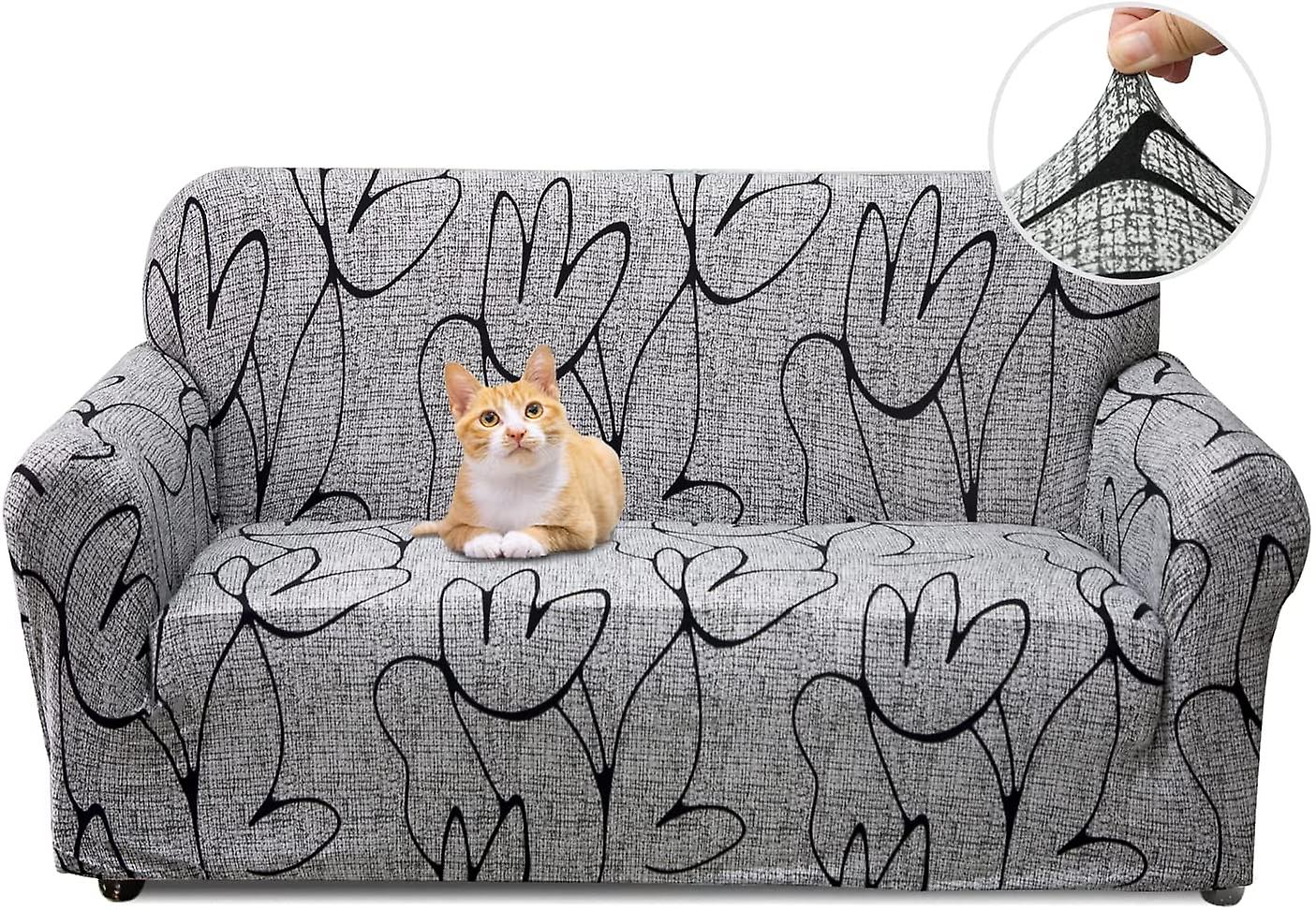 Sofa Cover 2 Seater Elastic Stretch Spandex Sofa Throws Sofa Slipcover Non-Slip Washable Sofa Protector Couch Cover for Sofa with Armrests,Gray Style,