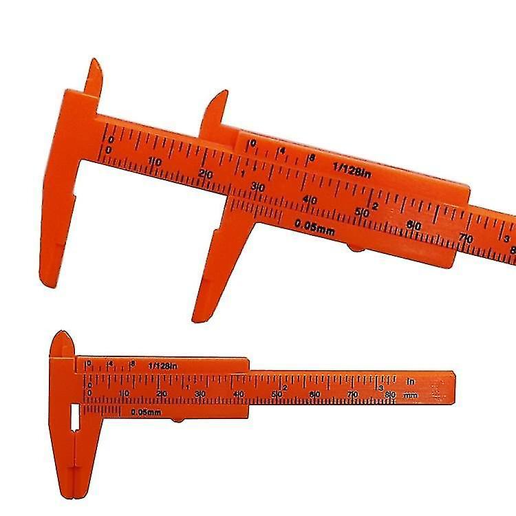 Orange Double Rule Scale Plastic Vernier Caliper Measuring Student Mini Tool Ruler