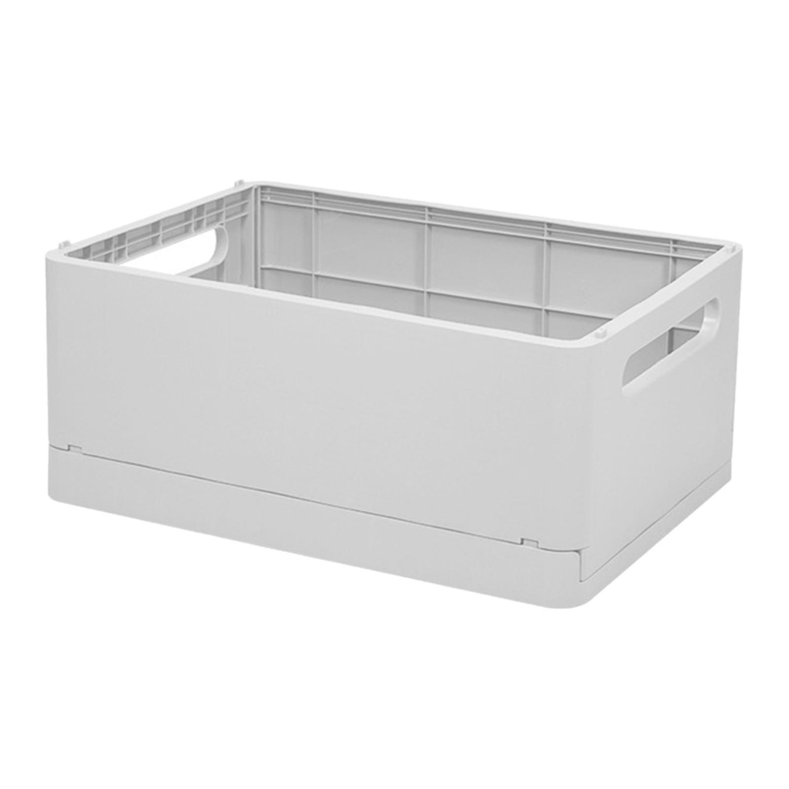 Stackable Collapsible Storage Bin Clothes Books Cosmetics Organizer Gray