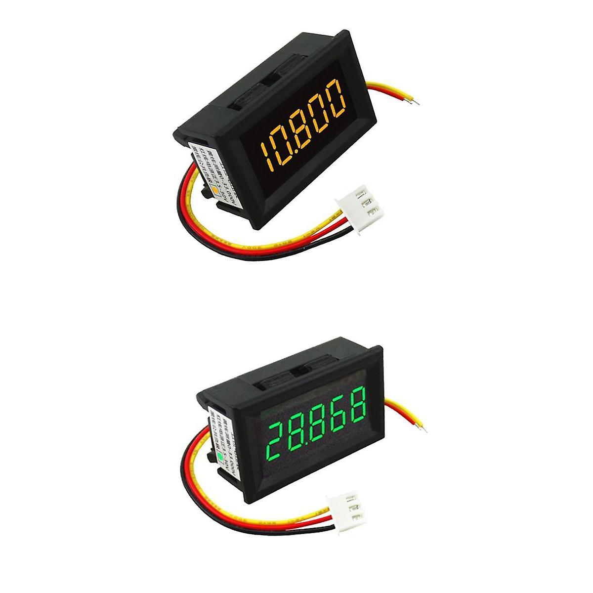 2PCS DC 3.5-30V Mini 5 Digit Digital LED Voltmeter Volt Meter Green+Yellow