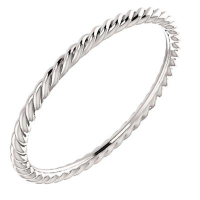14k White Gold Size 8.5 Polished Skinny Rope Band Ring-Band Style-Ring for Women and Men - 1.3 Grams