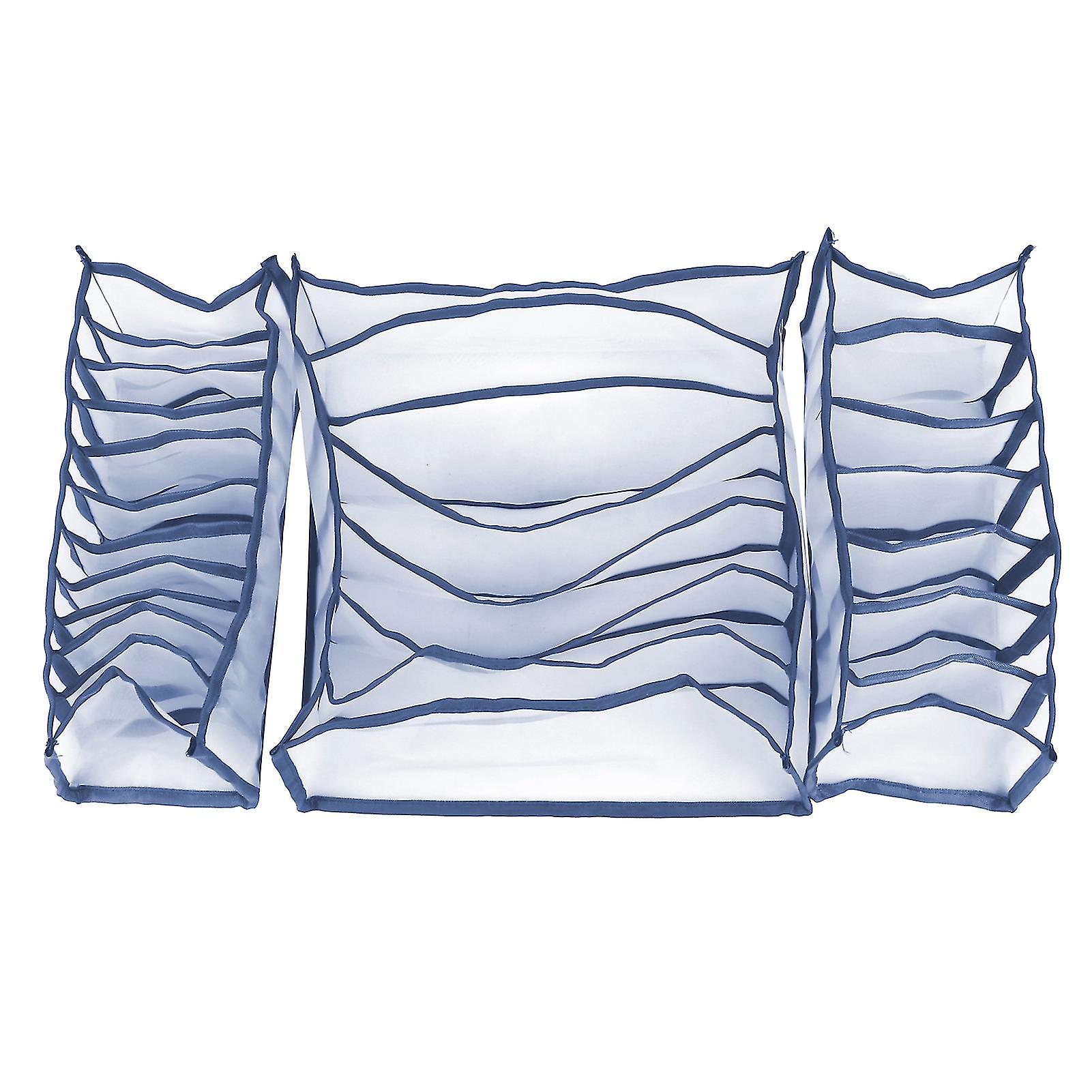 3Pcs\/Set Foldable Underwear Storage Box with Compartments Socks Bra Organizer Drawers DividerGray