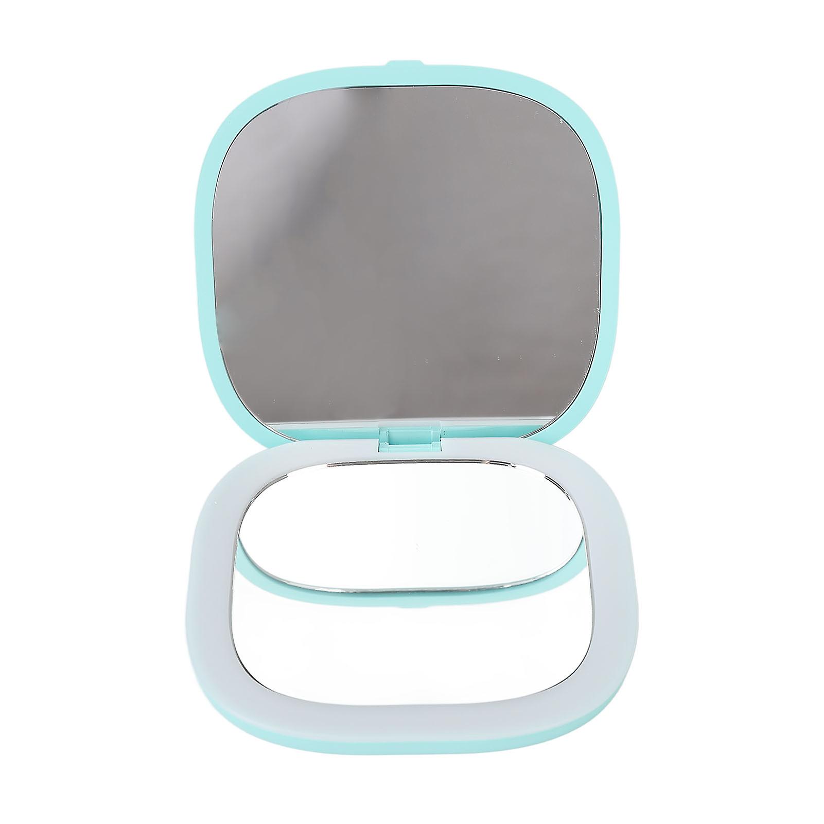 3x Magnifying LED Makeup Mirror, Double Sided, Foldable, Portable, White Lighting, Green
