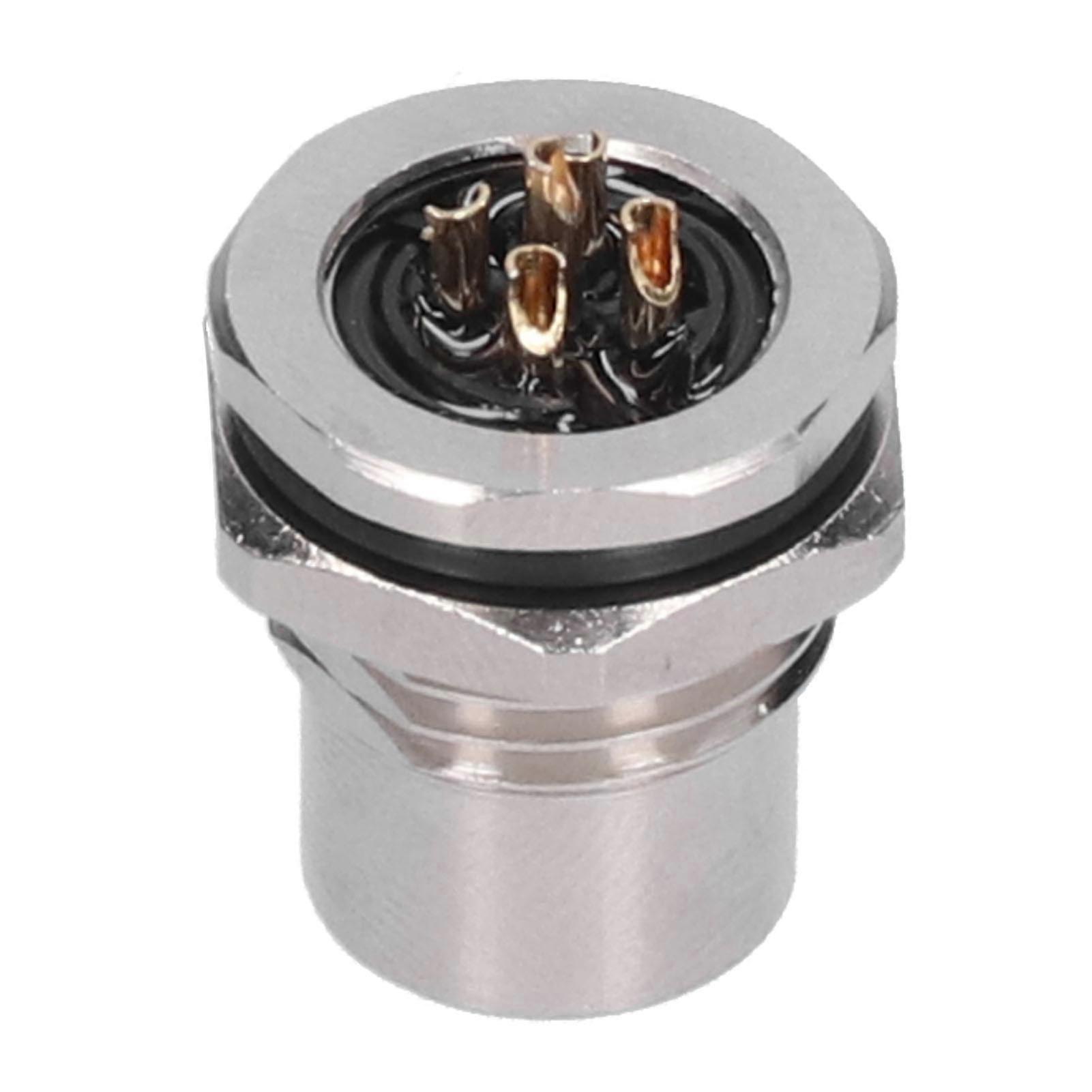 5-Pin Metal Panel Wire Socket Waterproof IP67 Thread Connecting Plug M12FS5