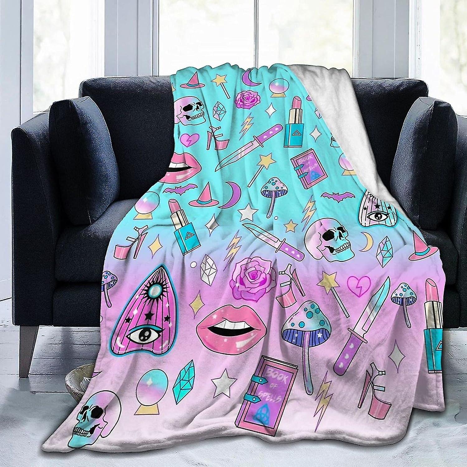 Witch Goth Witchy Blanket Flannel Throw Blanket Flannel For Bed Couch Sofa
