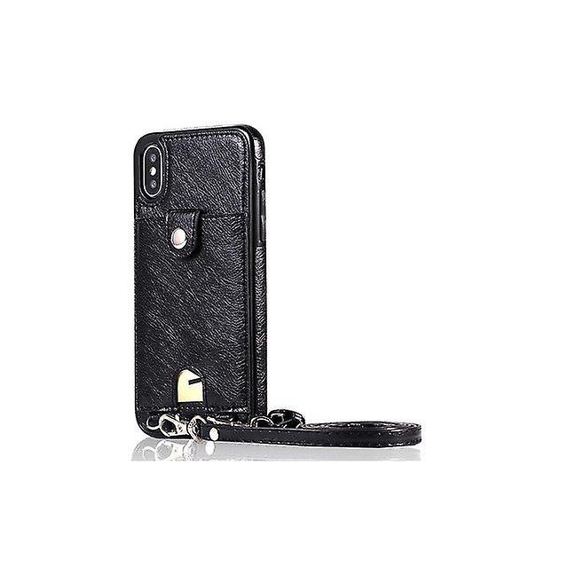 Apple iPhone 6 Plus / 6S Plus Leather Holster Case with Wrist Strap - Black