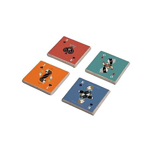 Set of 4 Colored Playing Cards Stone Coasters