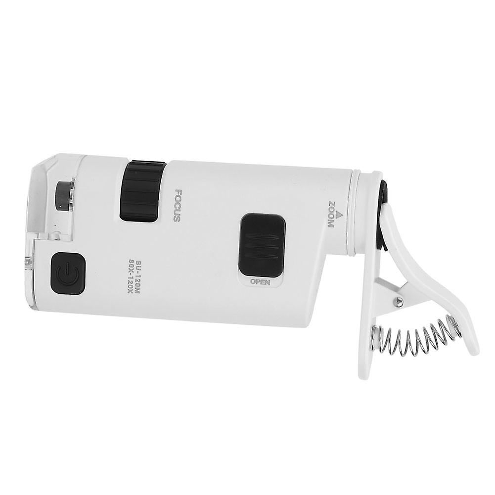 80-120X LED Mobile Phone Microscope, Mini Smartphone Lens Magnifier, Adjustable Zoom