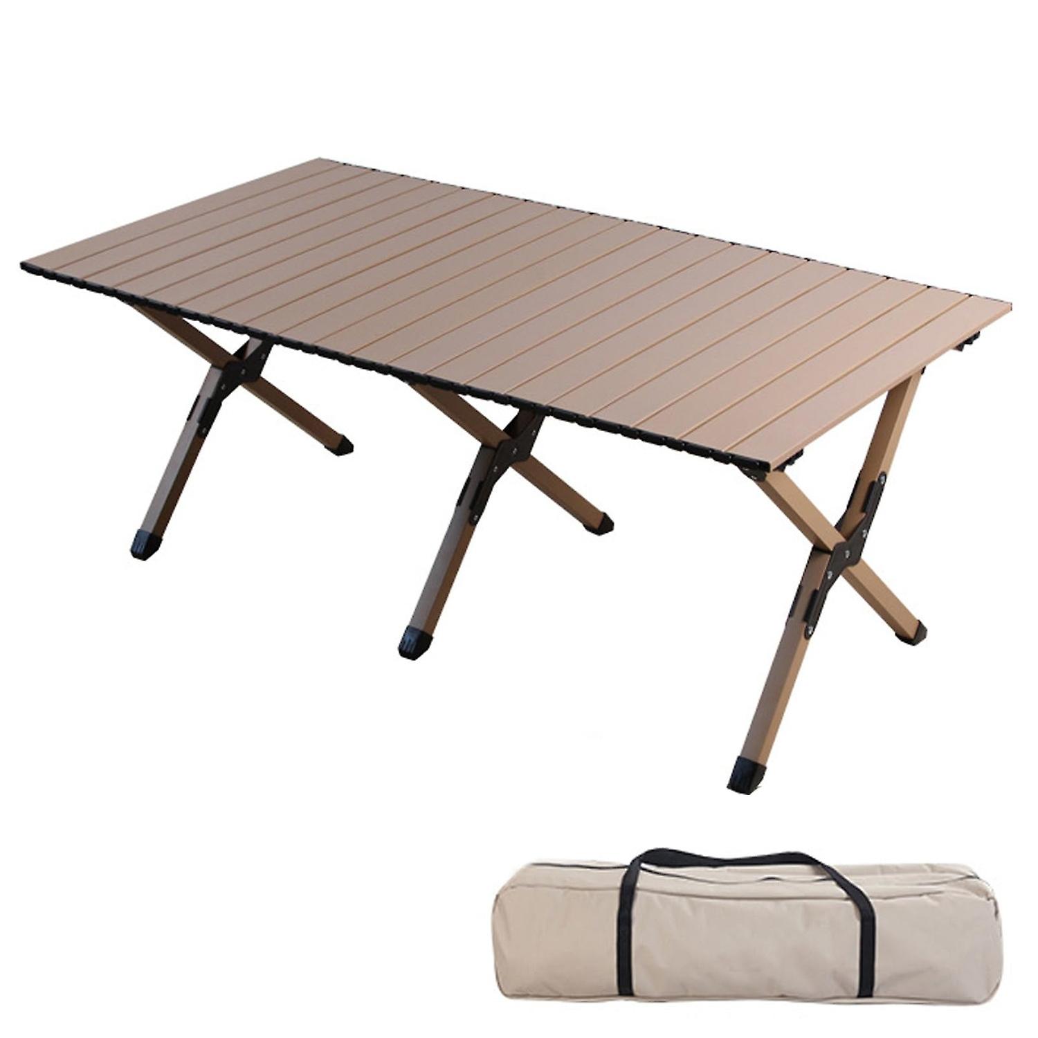 Carbon steel camping table 4-6 people roll-up lightweight picnic table with large table top and hand