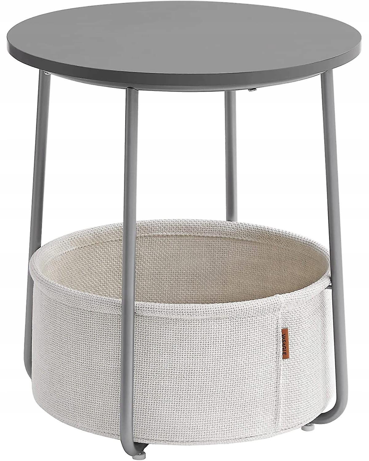 Coffee table round - cement grey - 45x50 cm - with storage basket