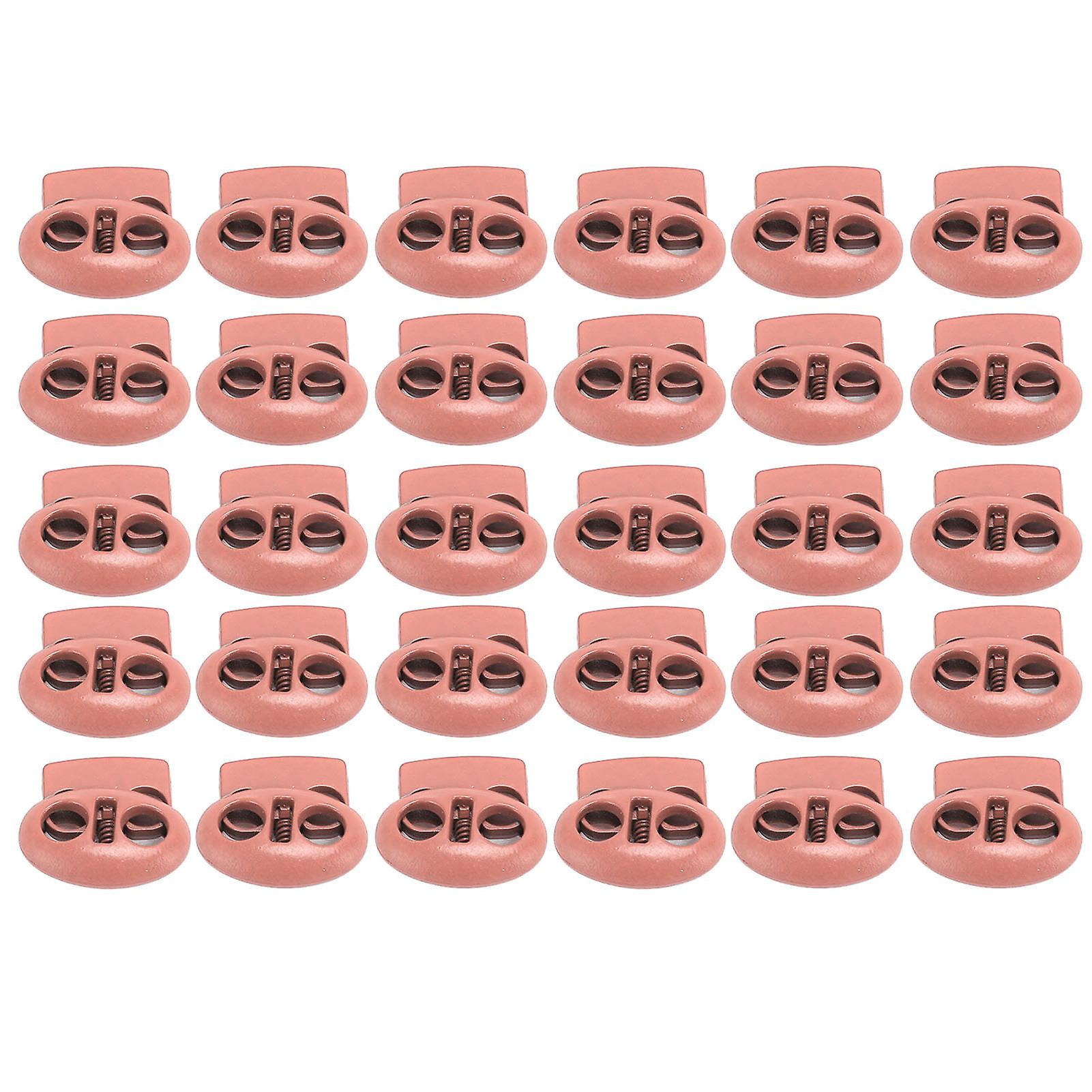30Pcs Metal Cord Locks Double Hole Zinc Alloy Durable Light Multi Purpose Cord Stopper for Drawstring Backpack Tent Lace Pink