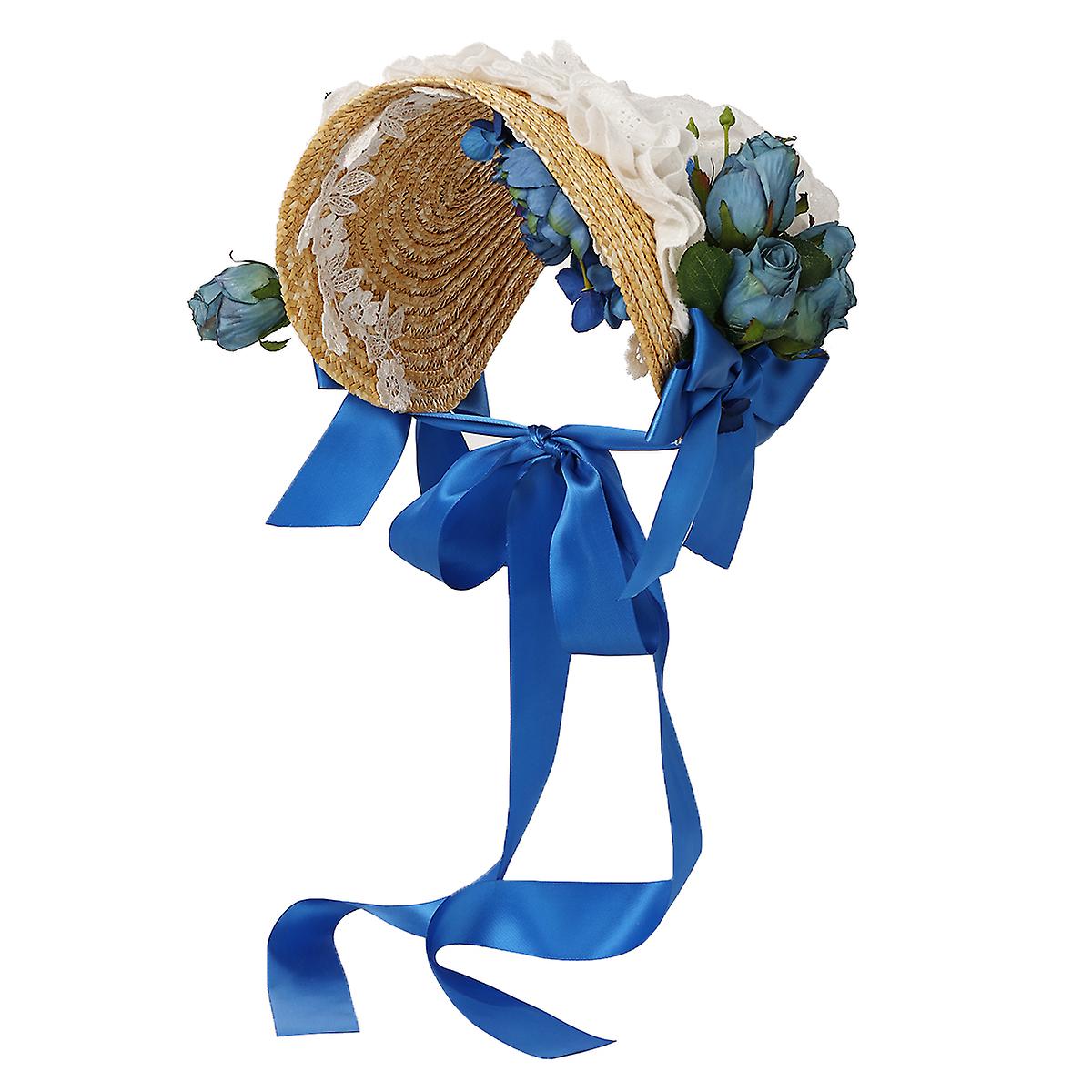 Chapeau Victorien Femme - Chapeau De Paille Avec Dentelle Et Ruban - Style Lolita, Fête Du Thé, Cosplay - Vert Clair