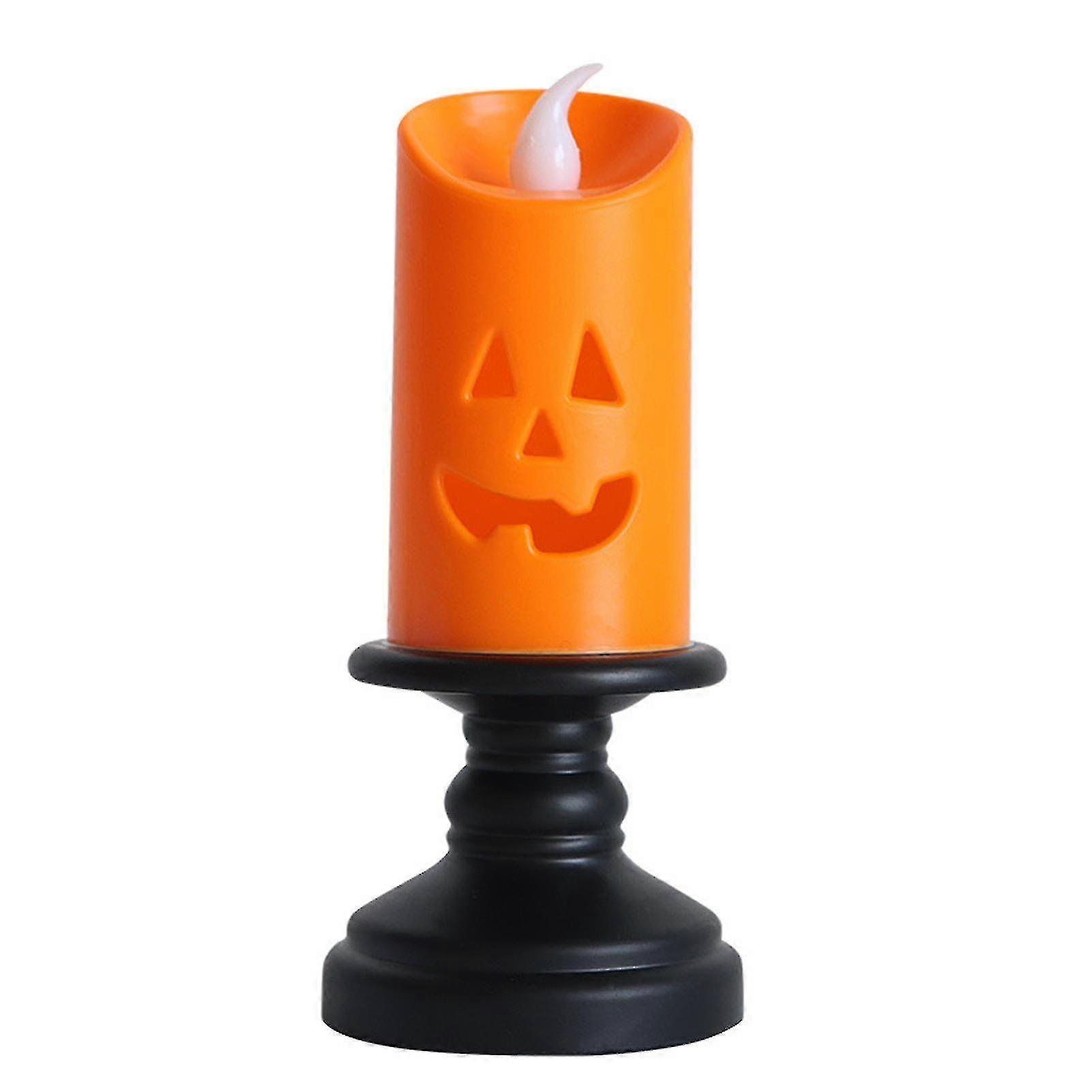 Halloween Pumpkin Led Candles Light Long-lasting No Burning Flame Light For Proposals And Daily Home Decorations 5pcs