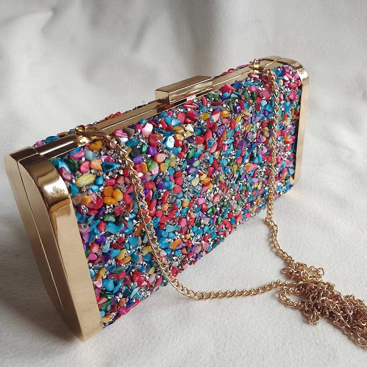Colorful Stone Shell Stone Diamond Bag Dinner Bag
