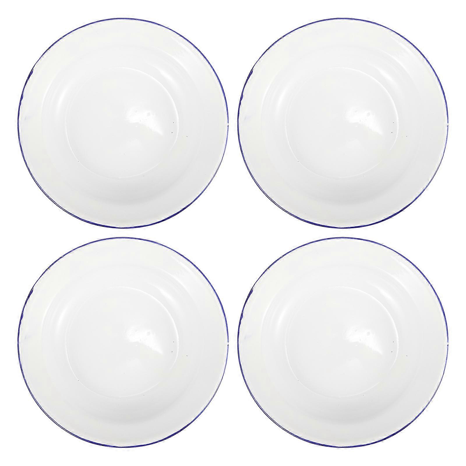 4Pcs तामचीनी प्लेट्स अटूट तामचीनी रात का खाना थाली ट्रे सलाद पास्ता प्लेट की सेवा