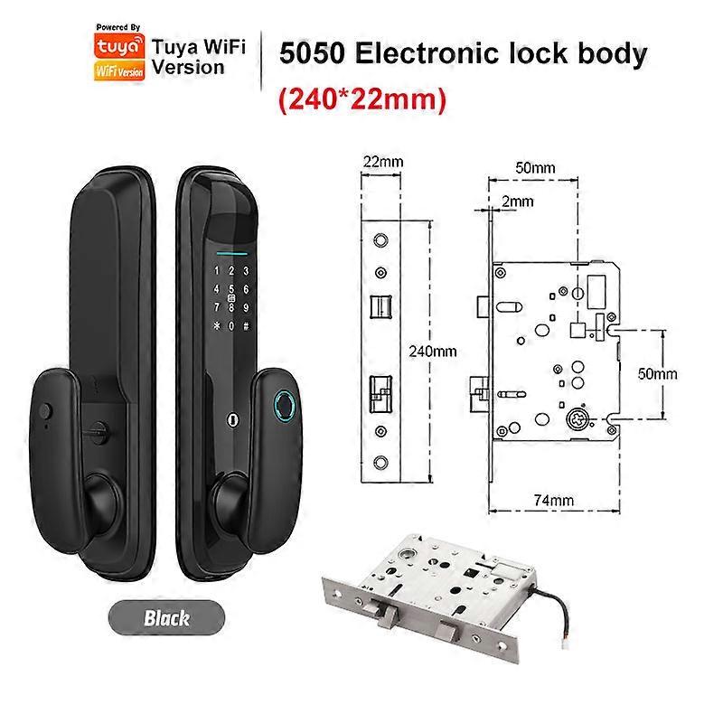 Tuya Wifi Smart Door Lock Fechadura Eletronica Digital Tt Lock Fingerprint Lock Auto Electronic Bio-metric Lock For Smart Home