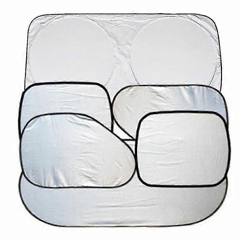 Exquisite 6pcs Set Car Window Foldable Sun Shade Windshield Full Shield Visor Block Cover Front Back Side Sunshades