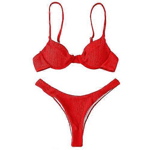 Ny ribbet underwired high cut bikini badedragt Kvinde Badetøj Kvinder Todelt Bikini sæt G-streng Bader Badedragt Svømme V2697b