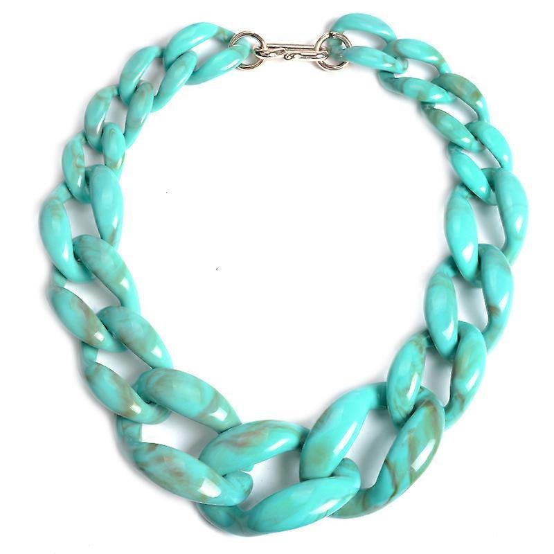 Dámský akrylový chunky pryskyřice náhrdelník, vintage Bohemian Frosted Plastic Cuban Link Chain Choker