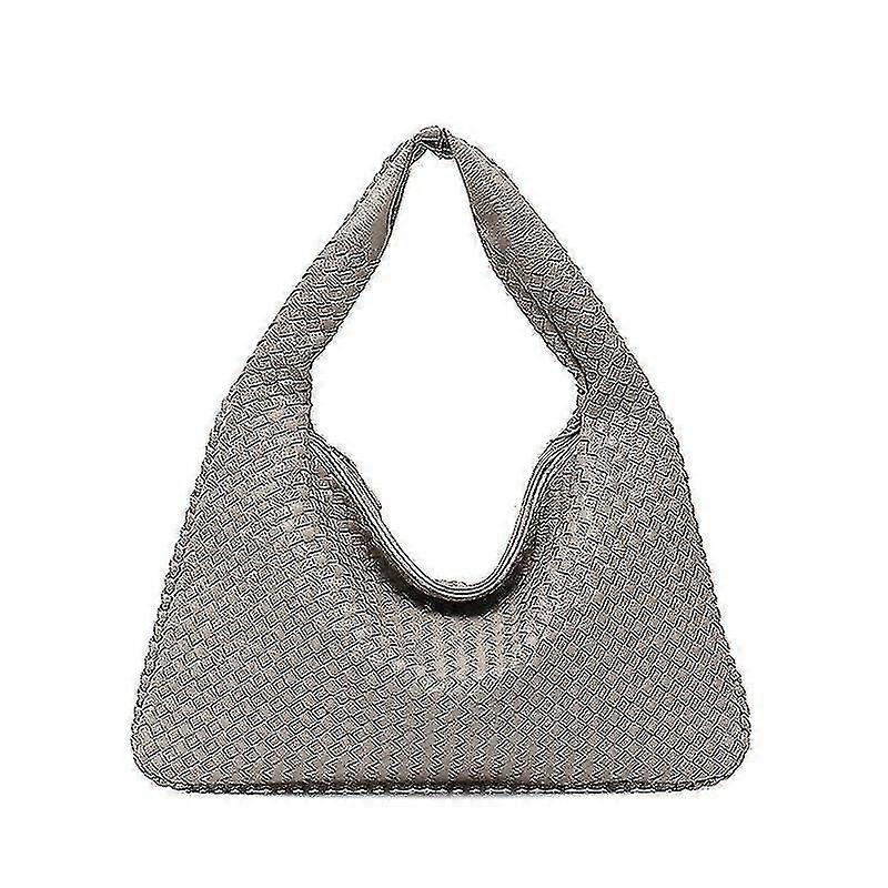 Läder Hobo Väska Handgjord Vävd Casual Kvinnlig Handväska Stor Kapacitet Patchwork Dragkedja Kvinnor Axel