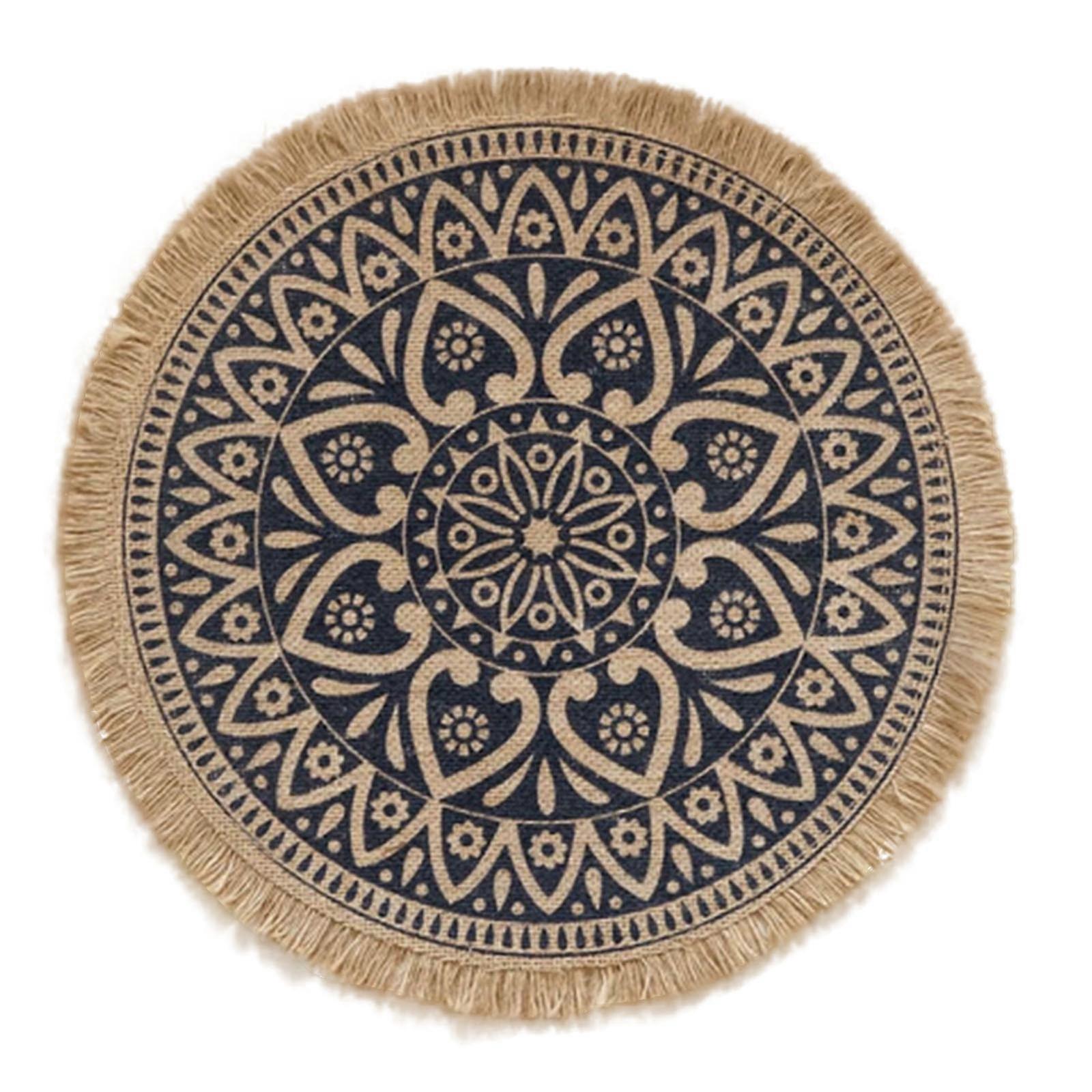 Woven Scandinavian Placemats And Linen Table Insulating Mats Shooting Props Round Jute Decorative Mats