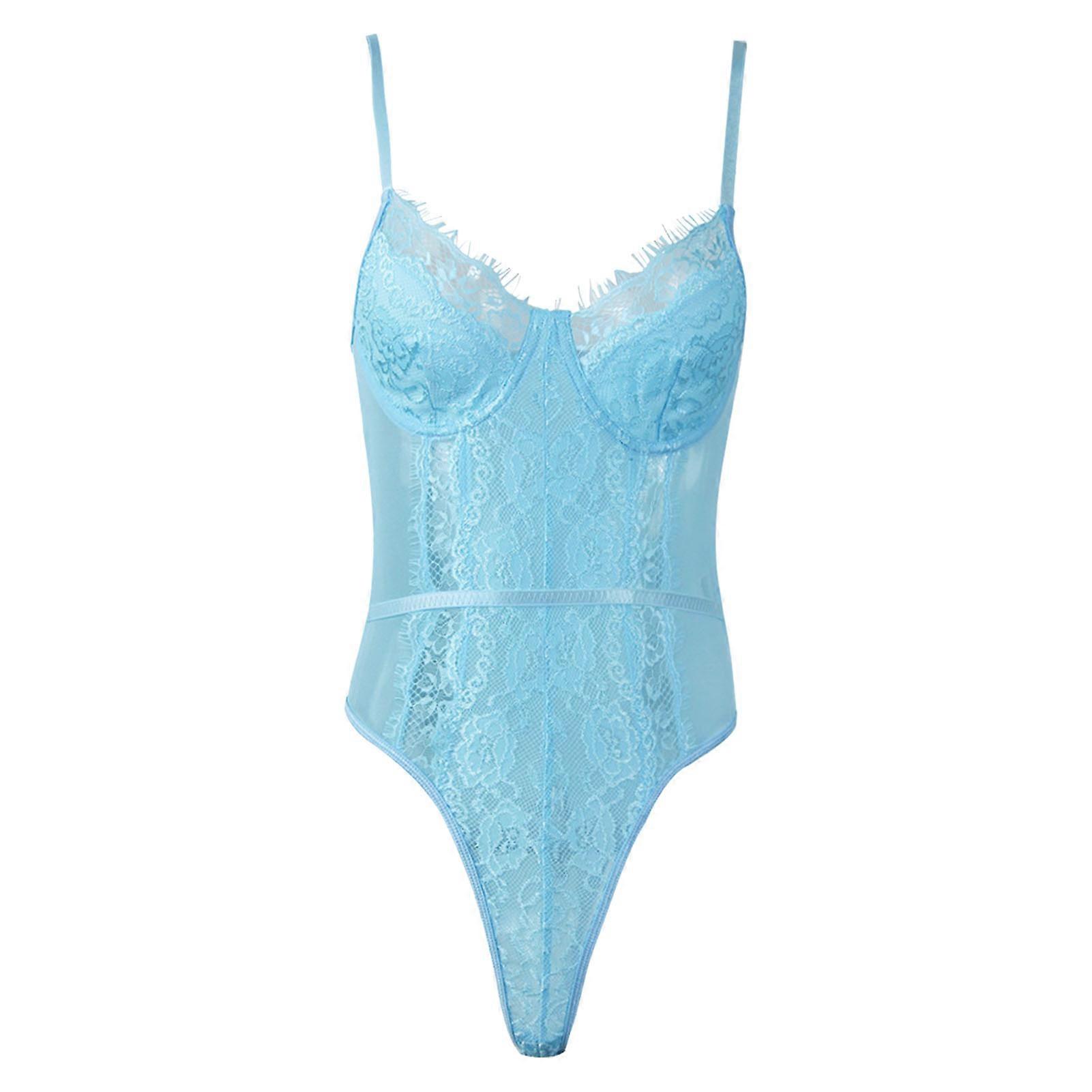 Csipke See Through body, bájos patchwork, női test, leotard bulihoz randevú, napi kék m