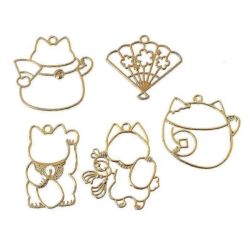 Epoxy Border Fortune Cat Hollow Pendant High Quality Alloy Made Frame Molds