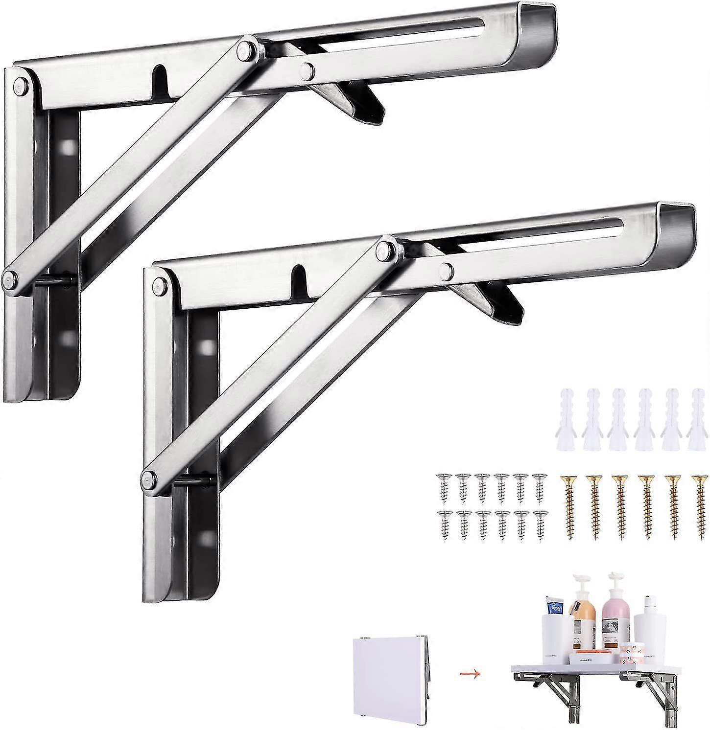 2pcs Stainless Steel Folding Console Stand, Heavy Duty Retractable Folding Console Stand