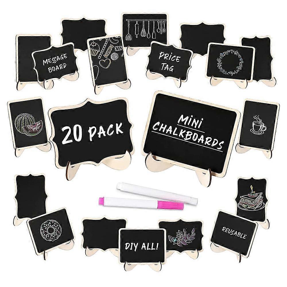 Mini Chalkboard 20 Pack Food Labels for Party Buffet, Wooden Small Chalk Board Signs with Easel Sta