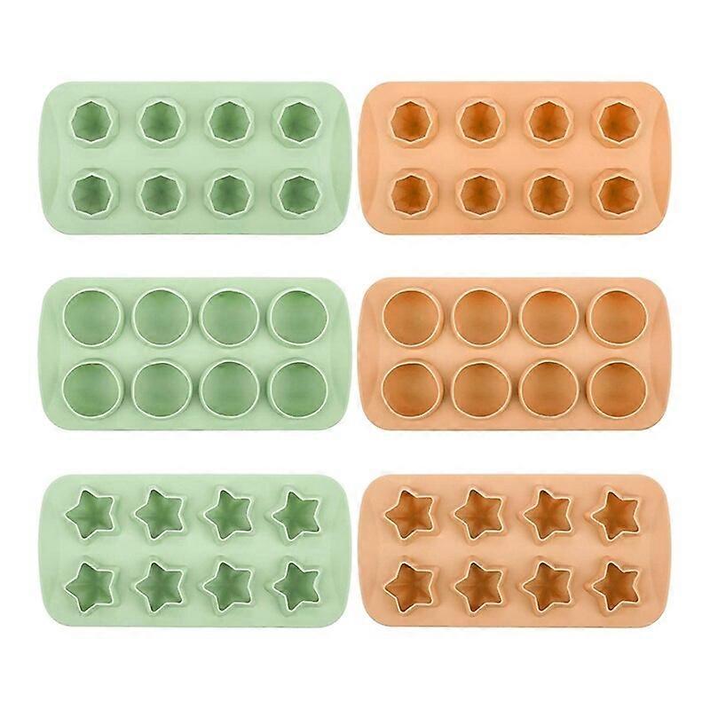 6 Pack 8 Cavity Ice Square Trays Reusable Silicone Combo Molds for Chocolate Candy Crayon Whiskey Cocktails(Three Shape)
