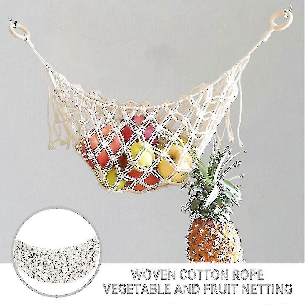 Fruit And Vegetable Storage Hammock Space Saving Hand Woven Kitchen Decor