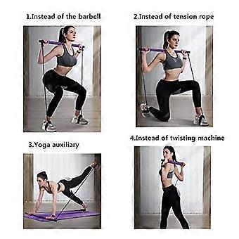 Yoga Pilates Bar Kit Exercise Resistance Band Muscle Training Bar