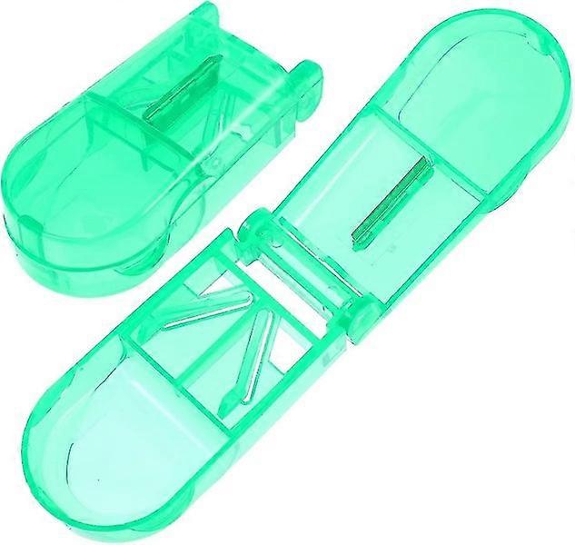 Multifunctional Portable Pill Splitter and Storage Box (Green, 2pcs)