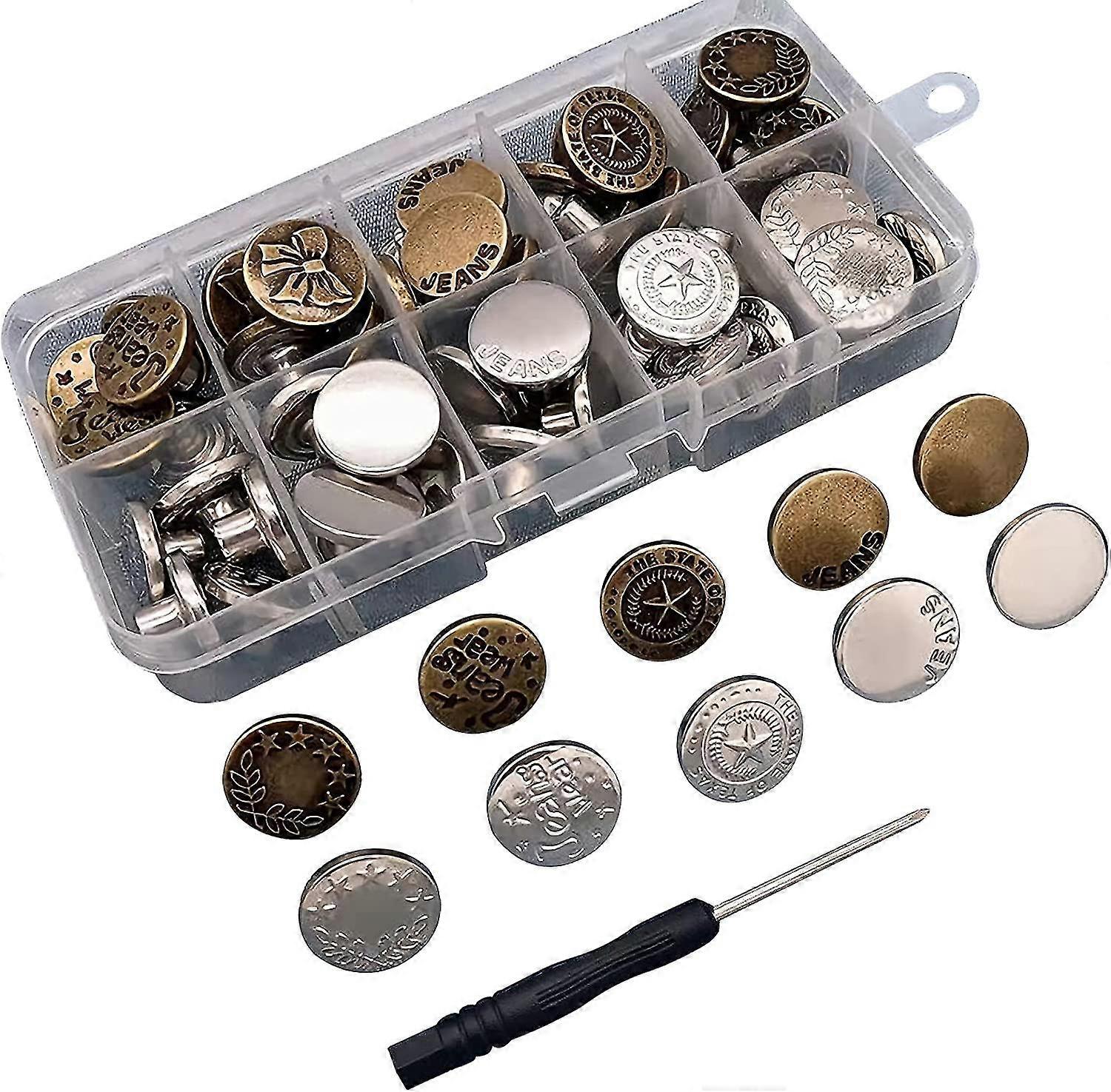 50pcs כפתור ג'ינס נשלף, 17mm ג 'ינס כפתורים, מתכוונן מתכת מכנסיים כפתור, תיקון ג 'ינס, ג 'ינס כפתור החלפה, לתיקון בגדים, ג 'ינס