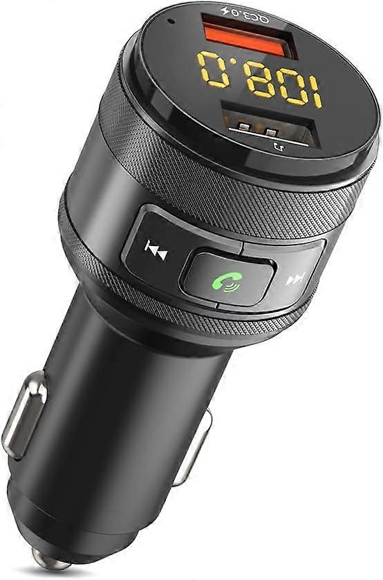 Bluetooth FM Transmitter, Car Bluetooth 5.0 Adapter with QC 3.0 Quick Charge Port, USB Flash Drive - Black,2024 Ping