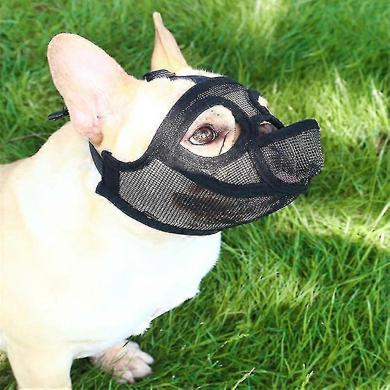 Mesh Dog Muzzle Short Snout Dog Muzzle Dog Muzzle Adjustable Breathable Mesh Muzzle Bulldog Muzzle For Briting Chewing Barking Dog Mask,black (Ruipei)