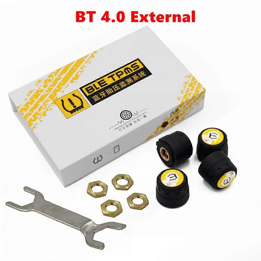BLE TPMS 5.0 sans fil 4 capteurs Système de surveillance de la pression des pneus de voiture Avertissement d’alarme TPMS par Bluetooth 5.0 pour APP IOS / Android