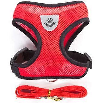 1pcs Breathable Mesh Small Dog Pet Harness And Leash Set Puppy Cat Vest Harness Collar For Chihuahua Pug Bulldog Cat (l(4-6kg), Red)