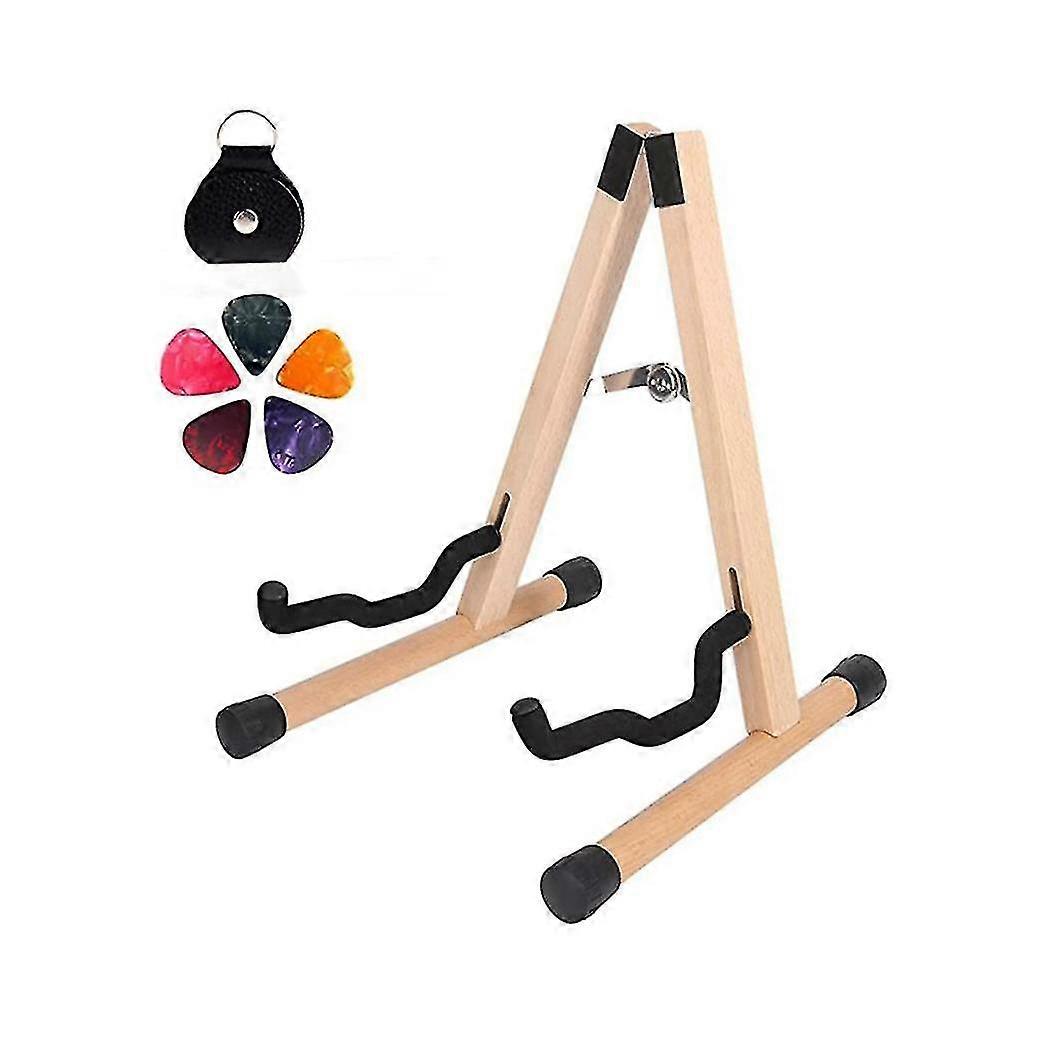 Wooden Guitar Stand, Guitar Folding A-frame Floor Stand With Soft Foam Arms And Non- Rubber